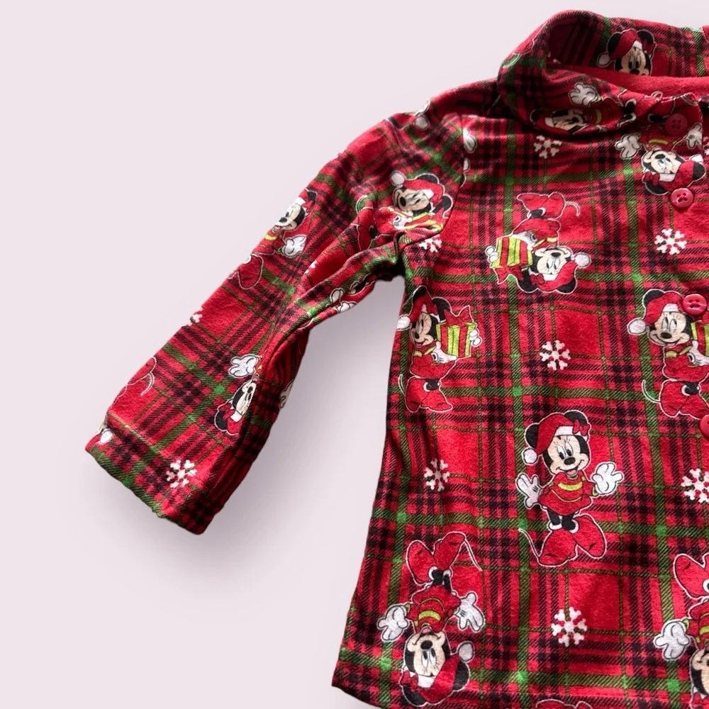 NWT Toddler Girl Disney Two Piece Pajama Set Plaid Minnie Mouse Winter Holiday